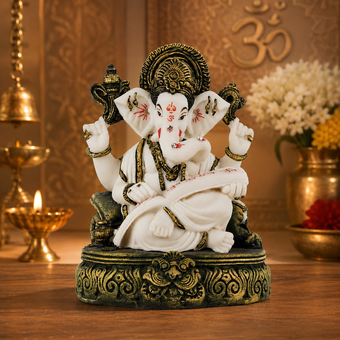 Lord Ganesha Reading Book Statue