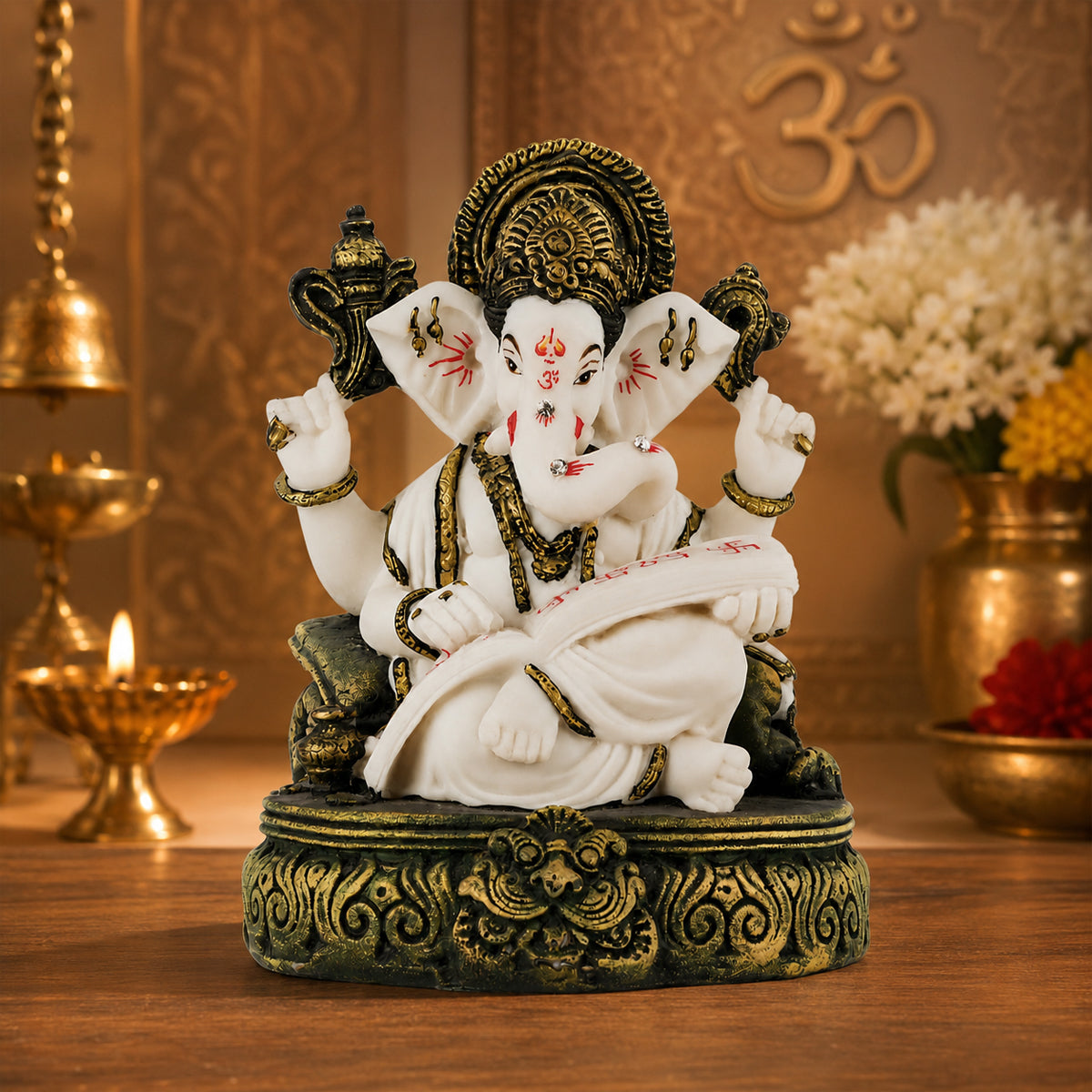 Lord Ganesha Reading Book Statue