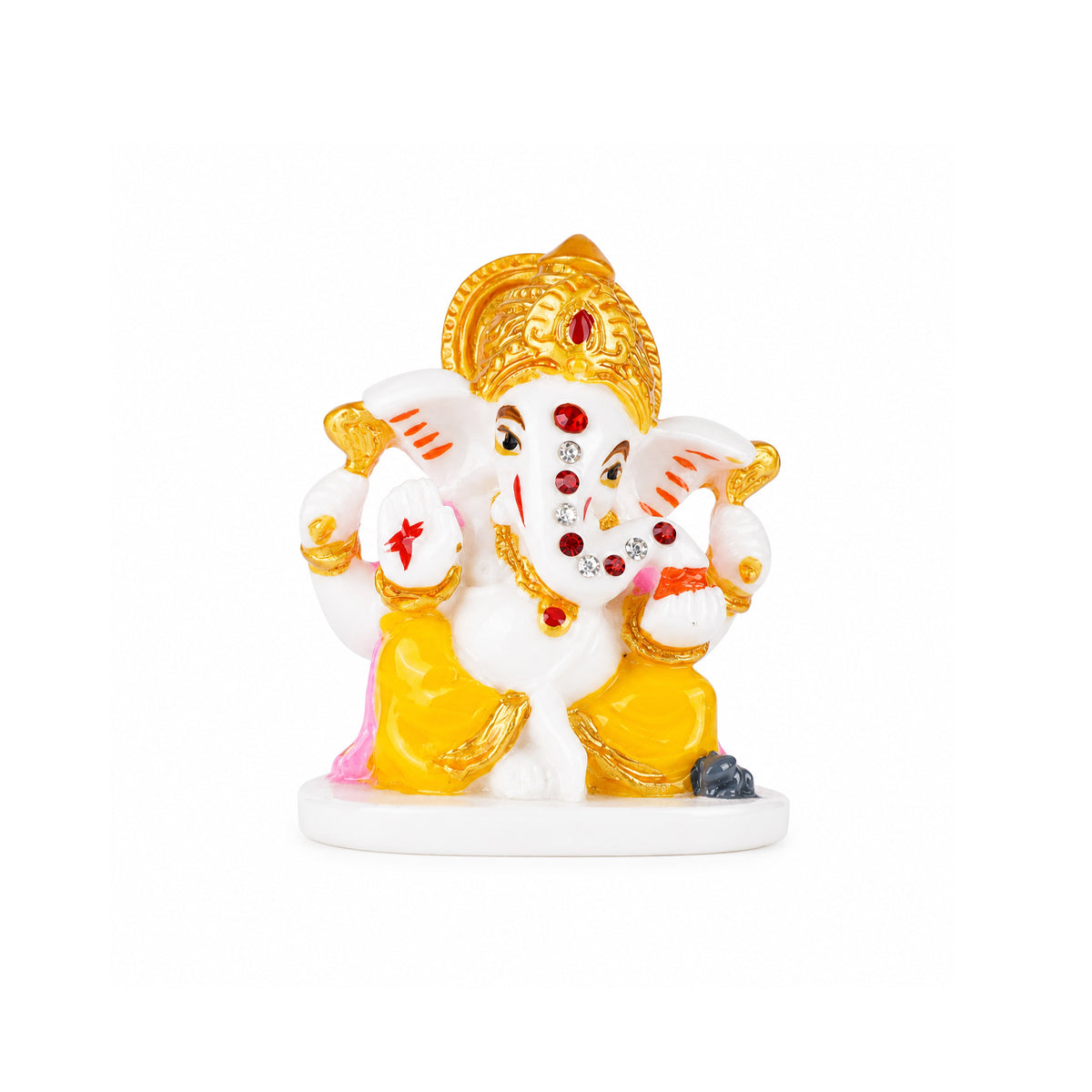 The Writershub Lord Ganesha Decorative Idol with Yellow Dhoti & Stone Work
