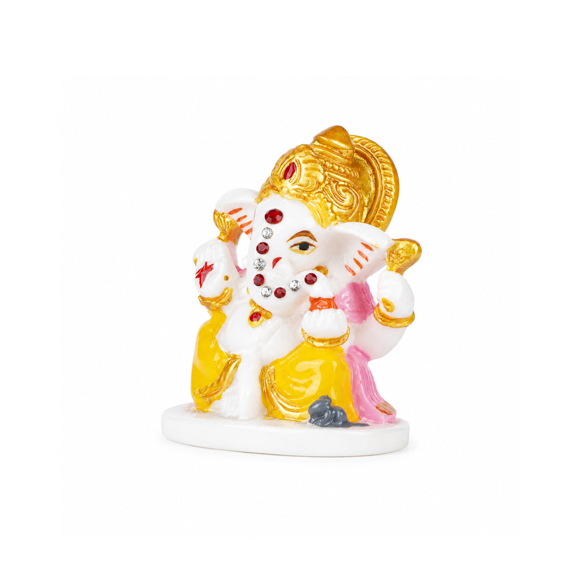 The Writershub Lord Ganesha Decorative Idol with Yellow Dhoti & Stone Work