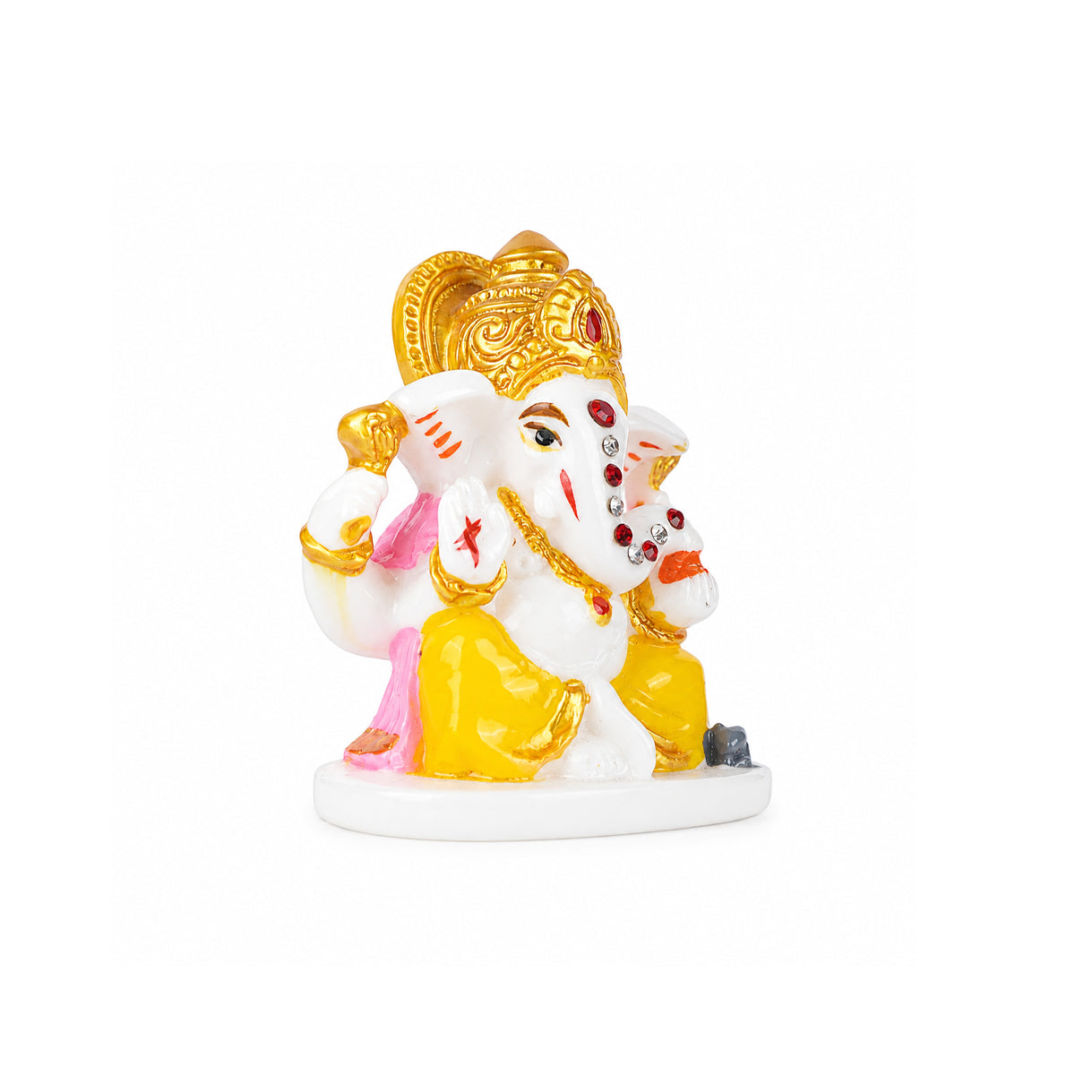 The Writershub Lord Ganesha Decorative Idol with Yellow Dhoti & Stone Work