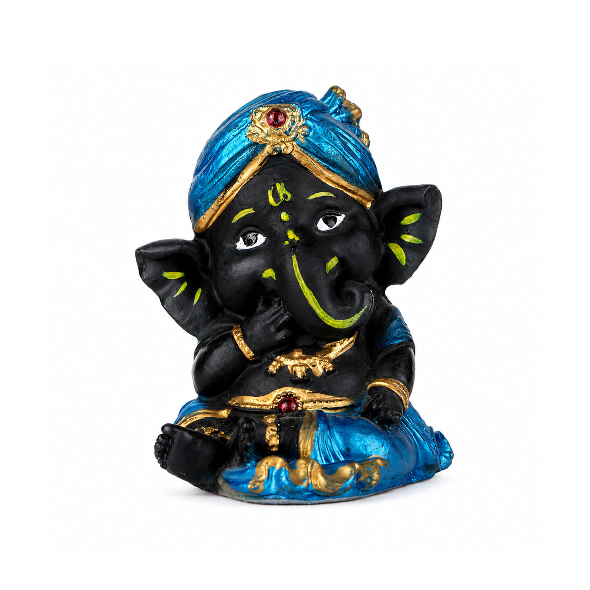 The Writershub Matte Black Thinking Pose Ganesha Statue