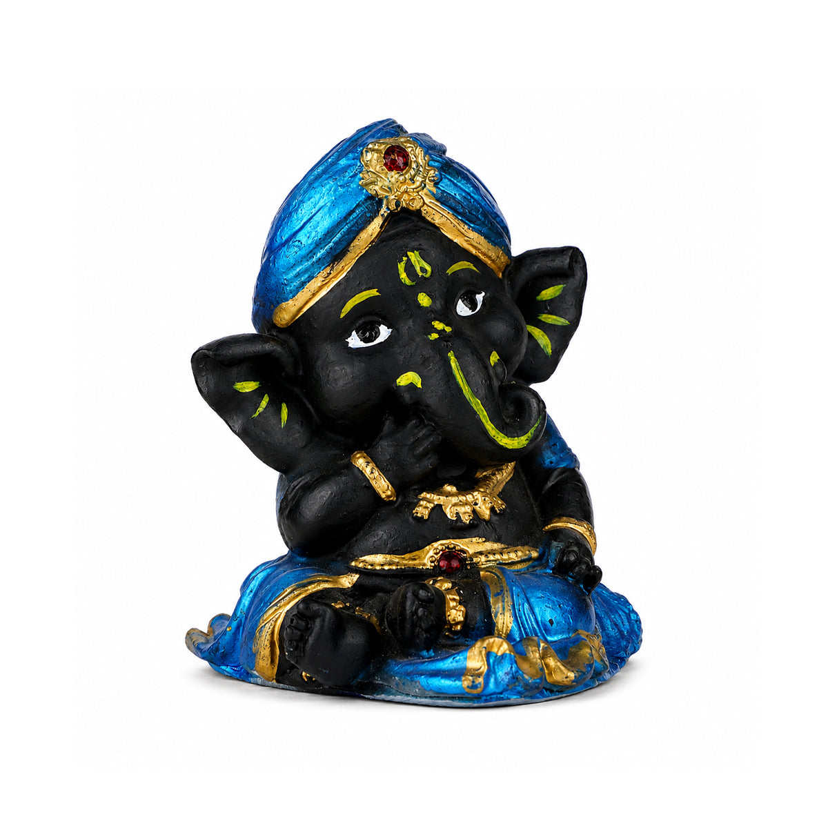 The Writershub Matte Black Thinking Pose Ganesha Statue
