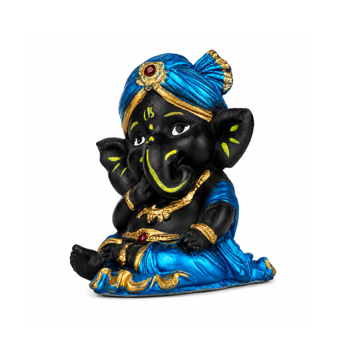 The Writershub Matte Black Thinking Pose Ganesha Statue