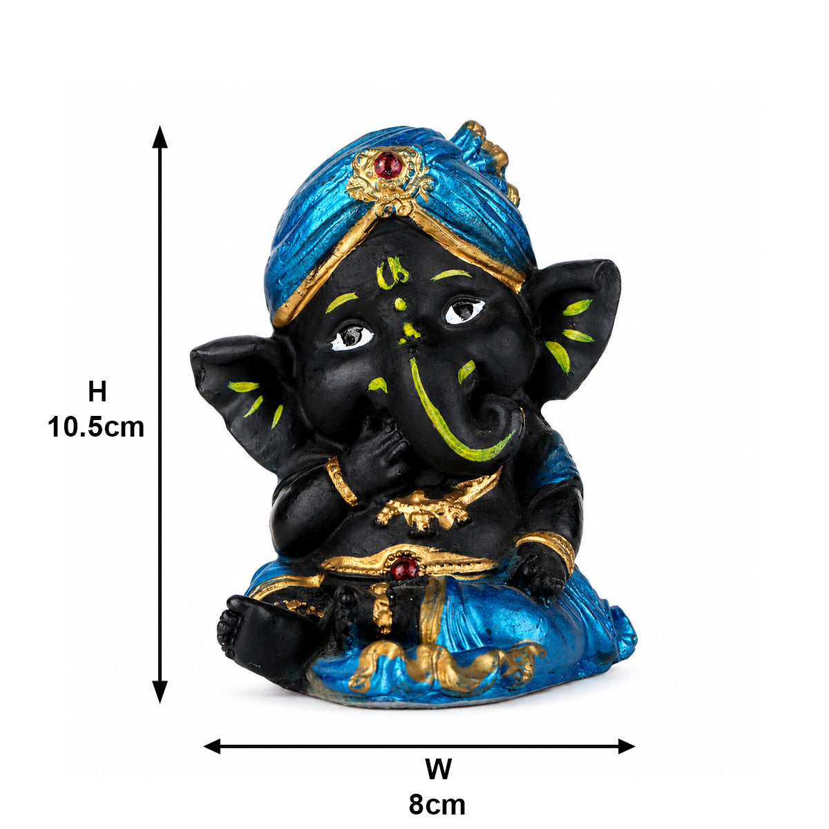 The Writershub Matte Black Thinking Pose Ganesha Statue