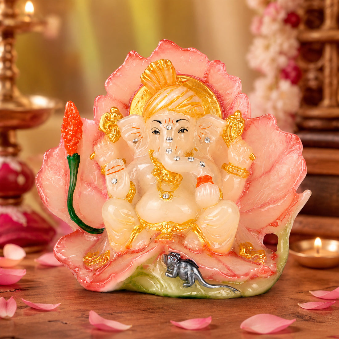 The Writershub Lord Ganesha with Lotus Base Statue