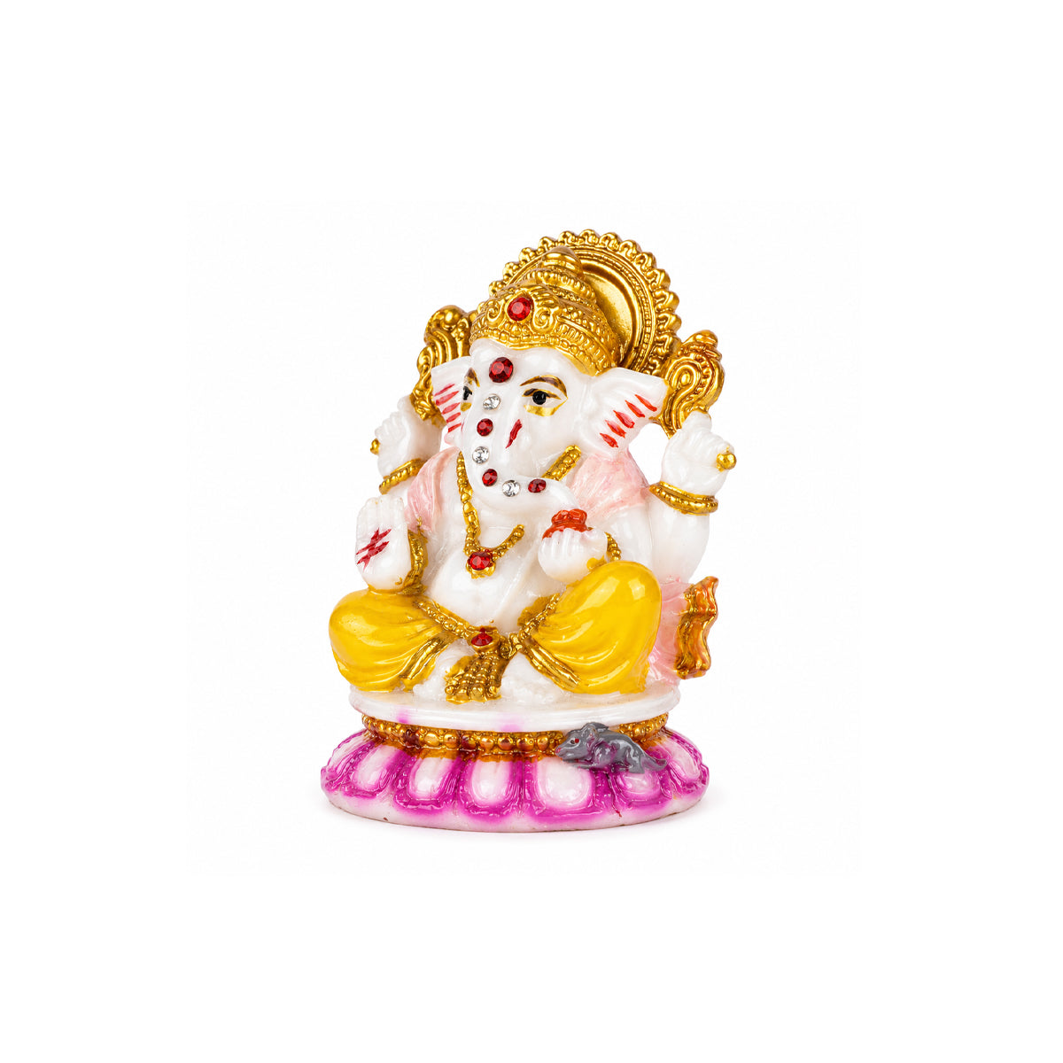 The Writershub Yellow Dhoti Lord Ganesha Sitting on Lotus Statue - Polyresin Idol