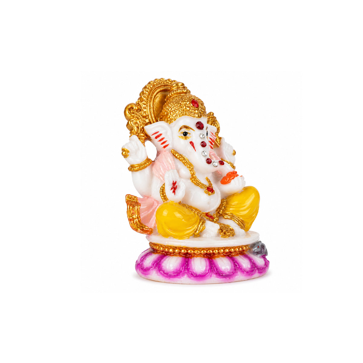 The Writershub Yellow Dhoti Lord Ganesha Sitting on Lotus Statue - Polyresin Idol