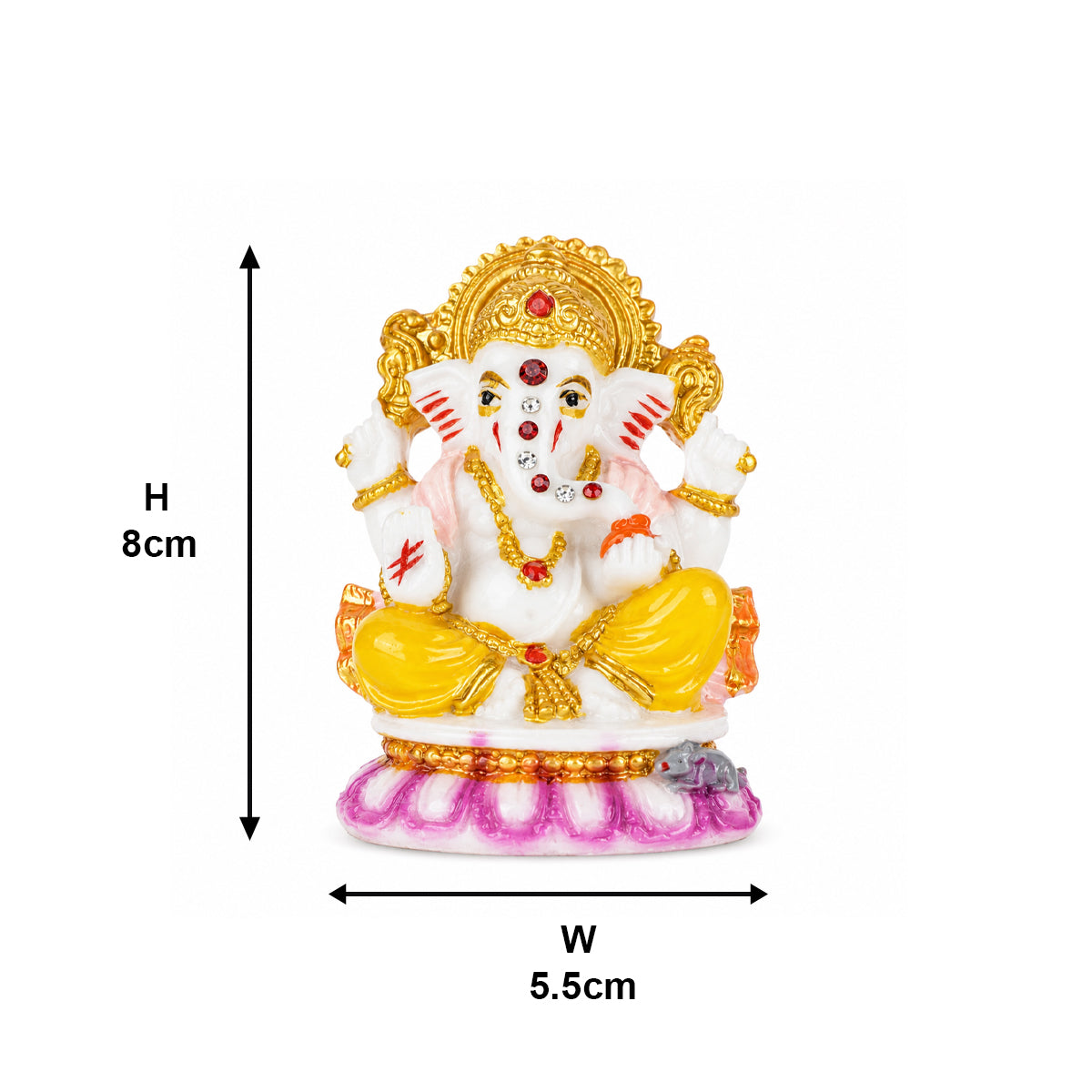 The Writershub Yellow Dhoti Lord Ganesha Sitting on Lotus Statue - Polyresin Idol