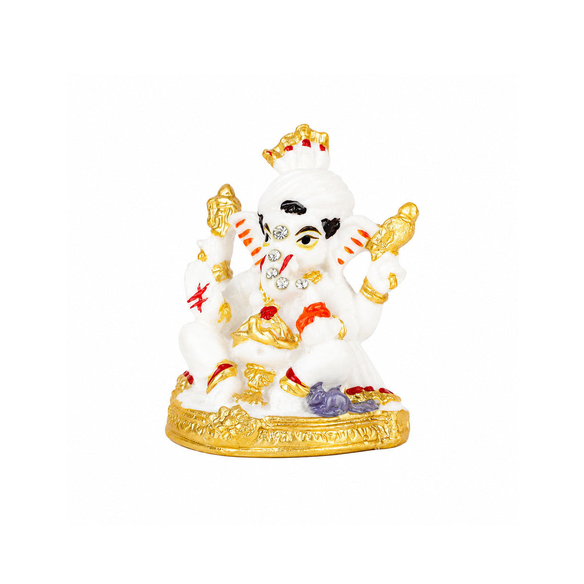 The Writershub White Mini Lord Ganesha Blessing Pose Polyresin Statue