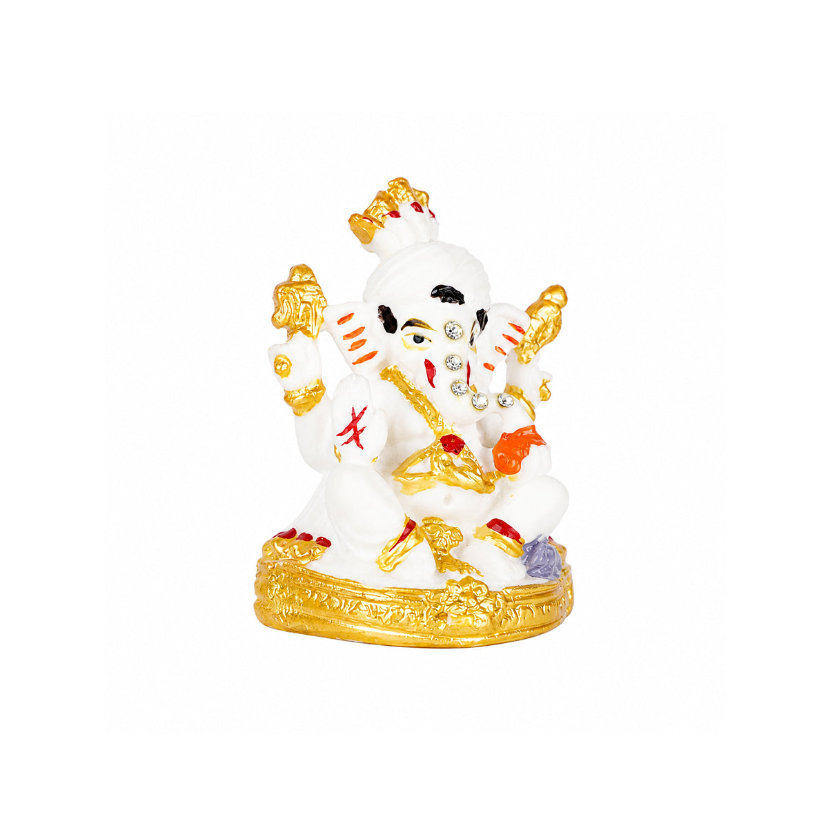 The Writershub White Mini Lord Ganesha Blessing Pose Polyresin Statue