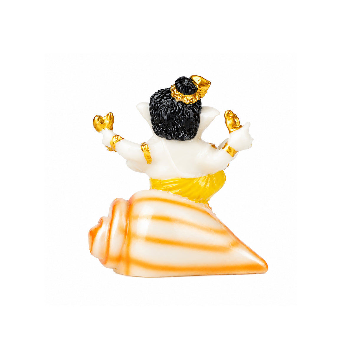 The Writershub Yellow Dhoti Lord Ganesha Sitting on Shankh Resin Statue