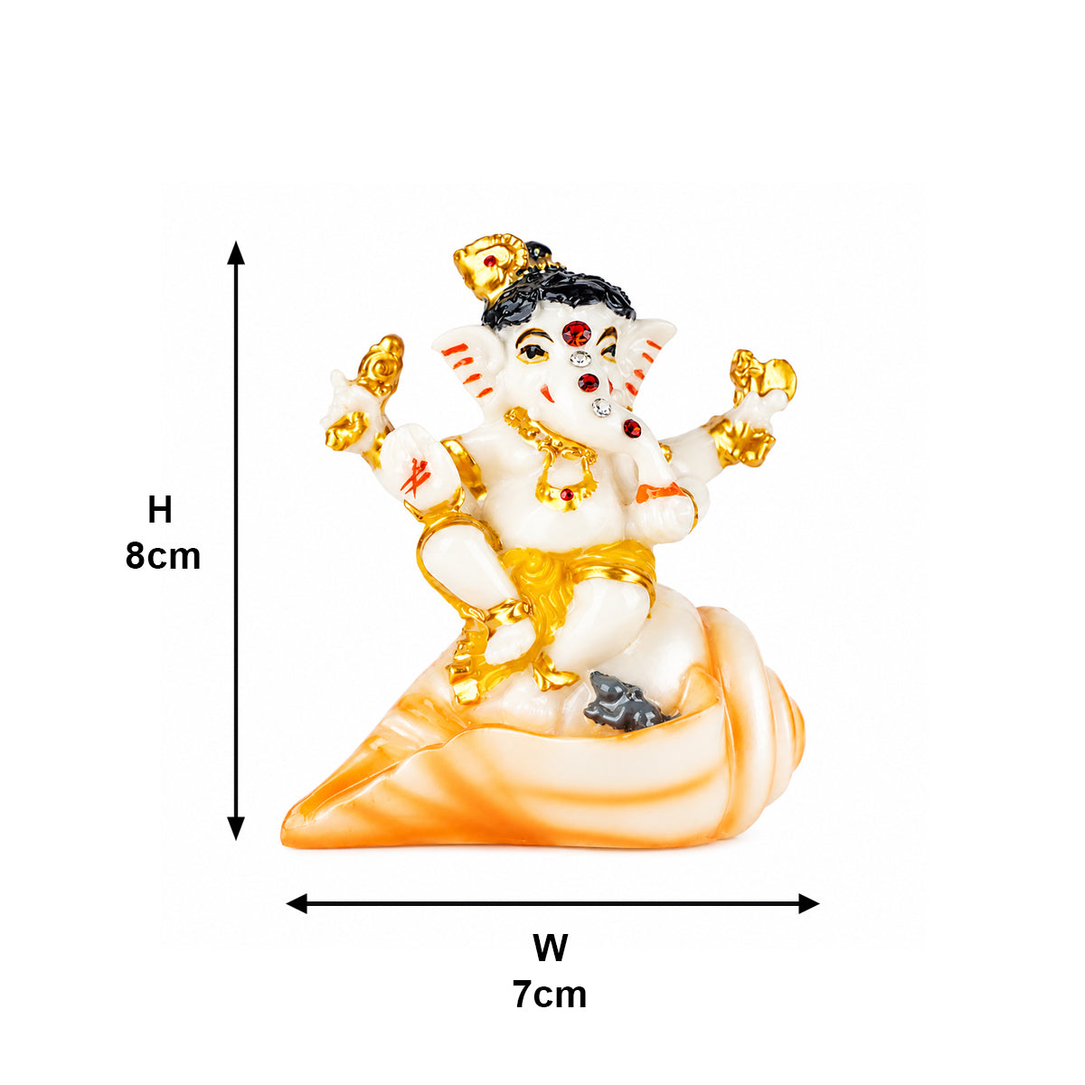 The Writershub Yellow Dhoti Lord Ganesha Sitting on Shankh Resin Statue
