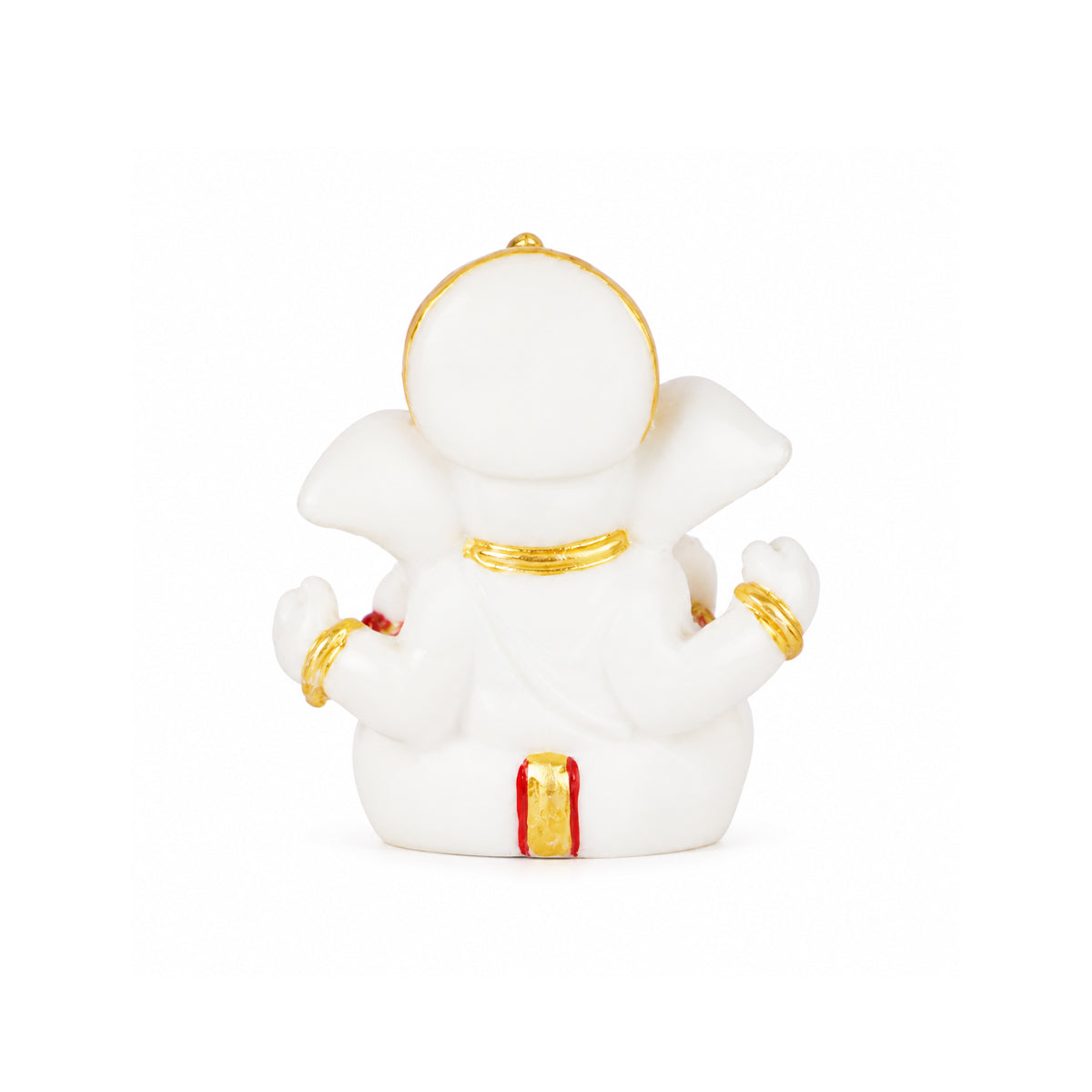 The Writershub White Ganesha with Golden Crown & Crystal Stones Resin Statue