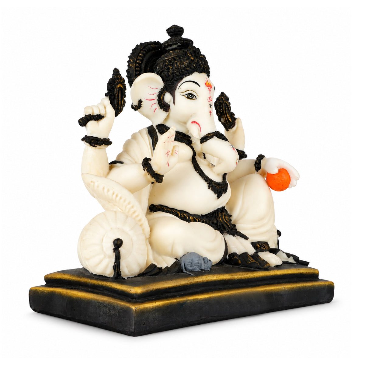 Polyresin Lord Ganesha With Grey Colour Mouse Idol