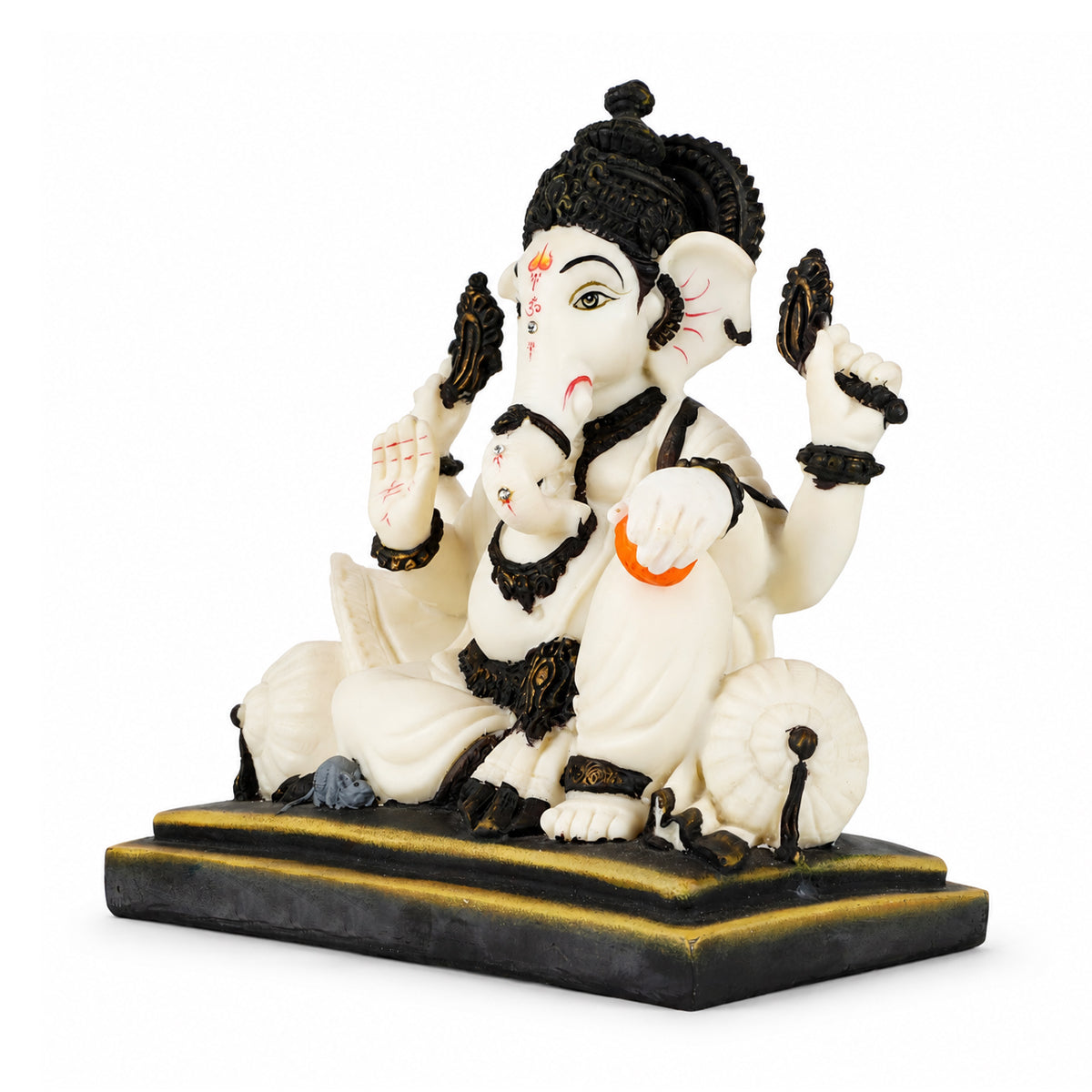 Polyresin Lord Ganesha With Grey Colour Mouse Idol