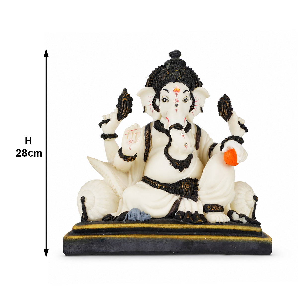 Polyresin Lord Ganesha With Grey Colour Mouse Idol
