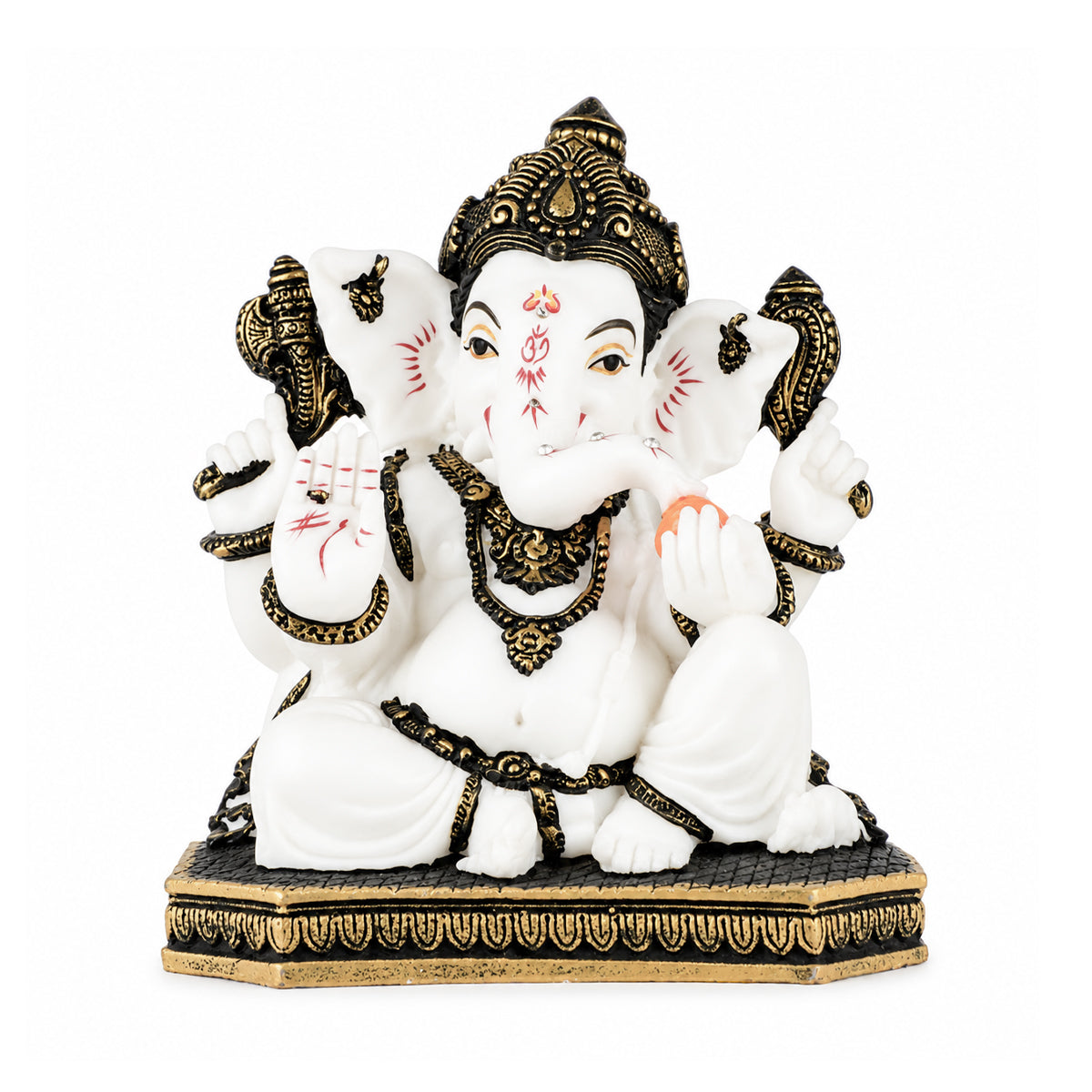Polyresin Lord Ganesha With White‑Coloured Mouse Idol