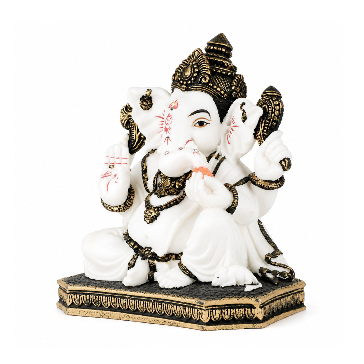 Polyresin Lord Ganesha With White‑Coloured Mouse Idol