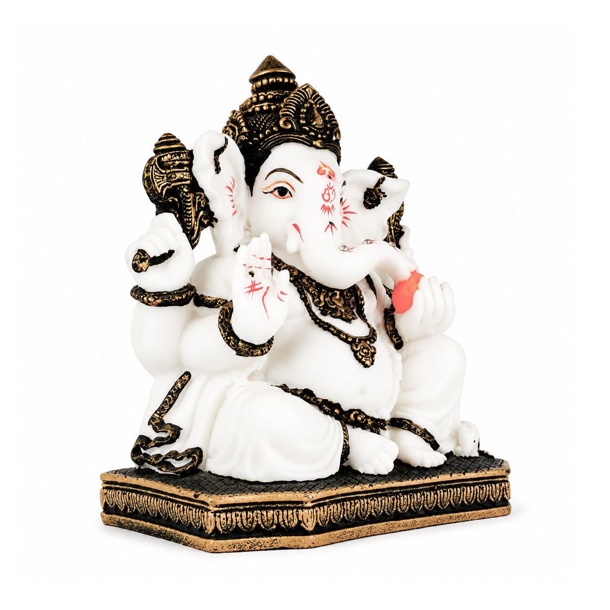 Polyresin Lord Ganesha With White‑Coloured Mouse Idol