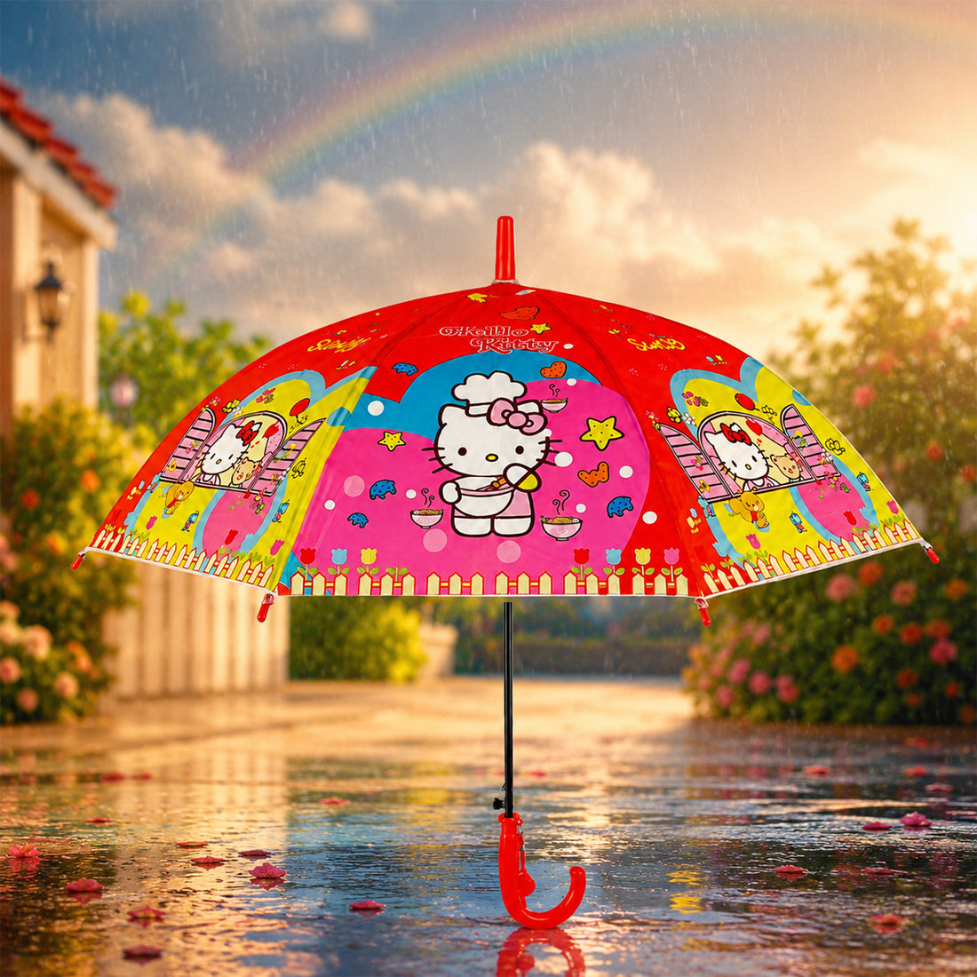 Arav Red Hello Kitty Themed Kids Umbrella