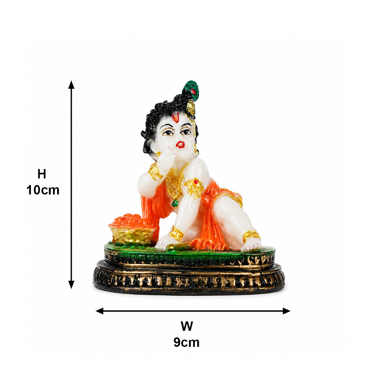 The Writershub Baby Krishna Makhan Chor Crawling with Butter Pot Resin Statue