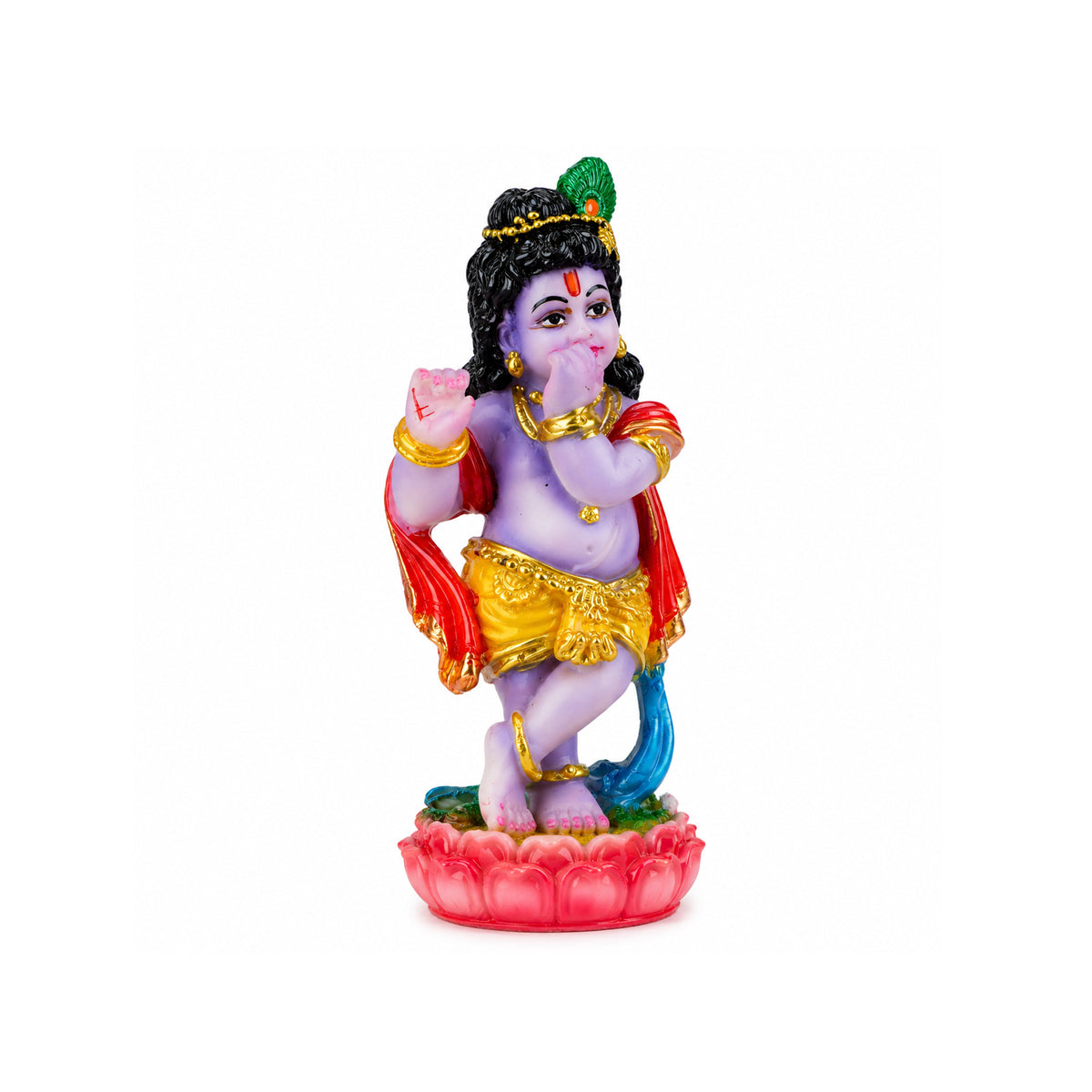 The Writershub Purple Skin Baby Krishna Standing on Lotus Base Resin Statue