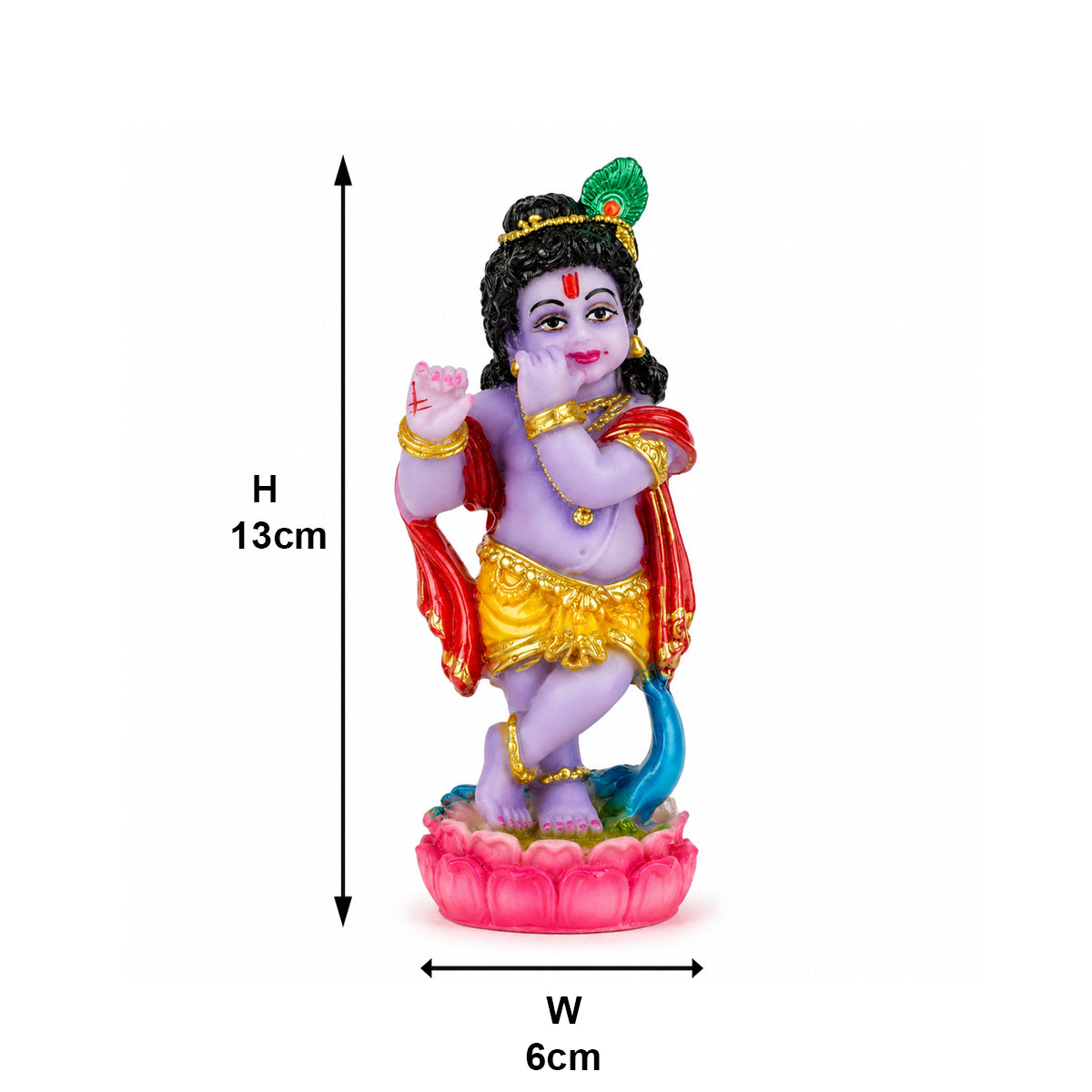 The Writershub Purple Skin Baby Krishna Standing on Lotus Base Resin Statue