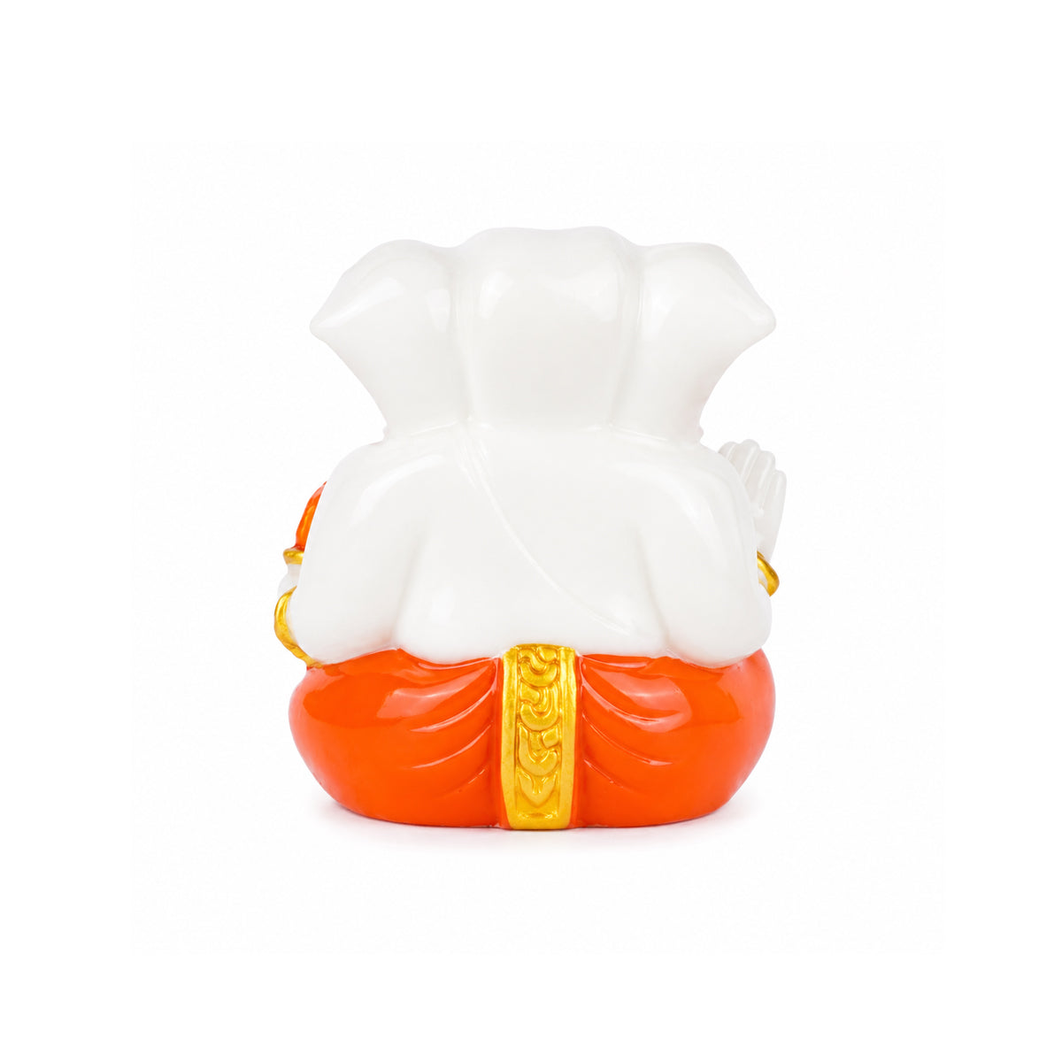 The Writershub Lord Ganesha Car Dashboard Mini Polyresin Idol - White with Red Gold