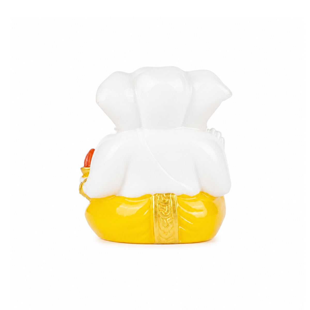 The Writershub Lord Ganesha Car Dashboard Mini Polyresin Idol - White with Yellow Gold