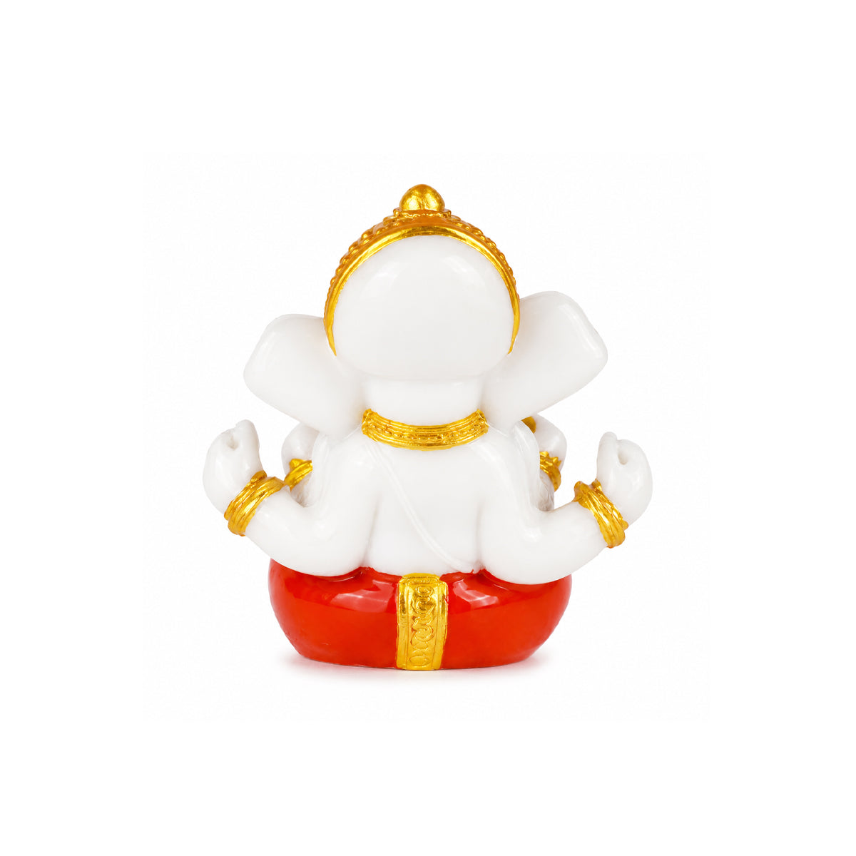 The Writershub Mini Lord Ganesha Car Dashboard Polyresin Idol - White Gold Red