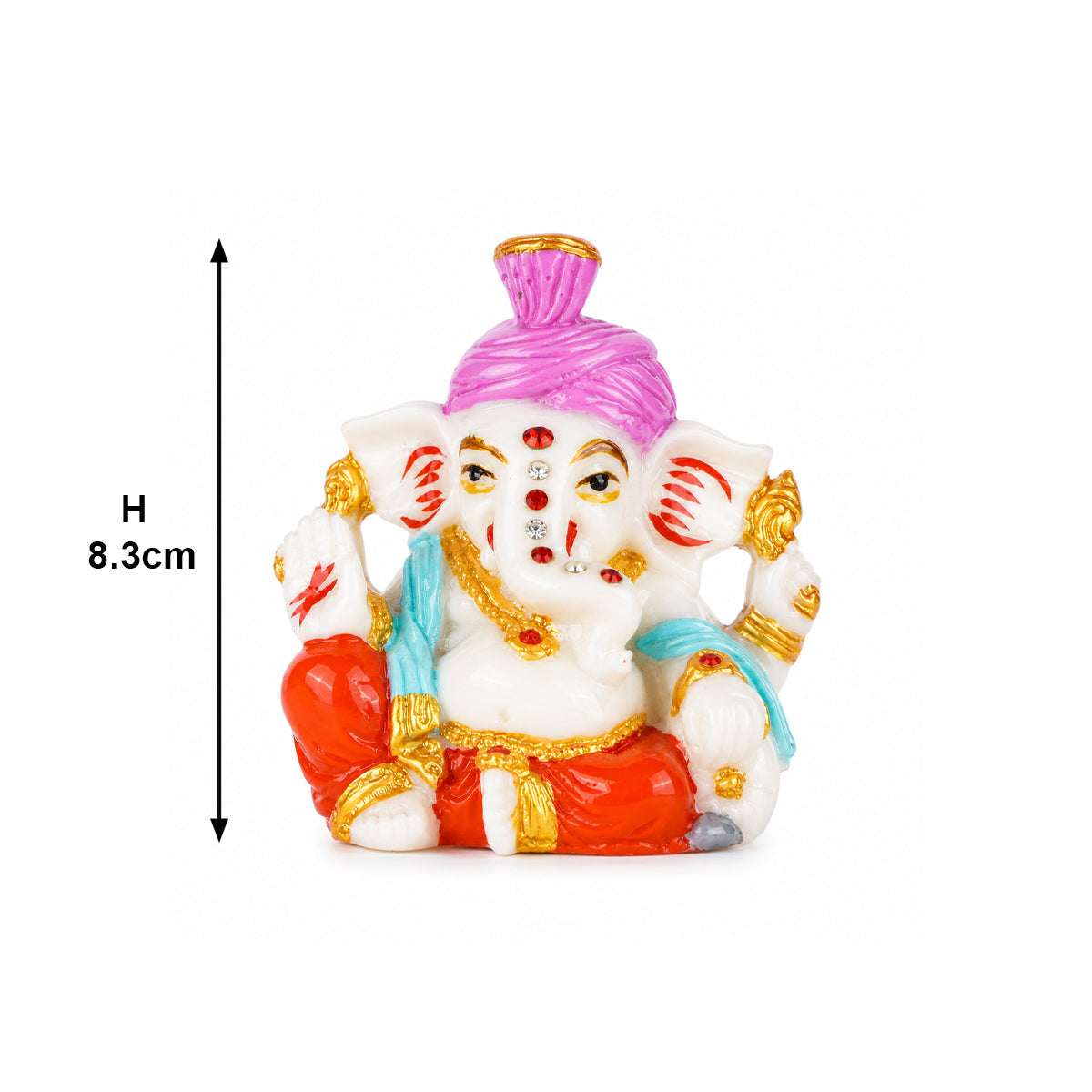 The Writershub Lord Ganesh Idol – Auspicious Multicolour Resin Ganesha Murti 8.3cm