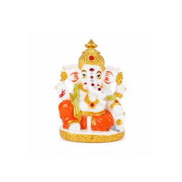 The Writershub Lord Ganesh Idol Traditional Style Resin Ganesha Murti for Pooja Room 8.2cm