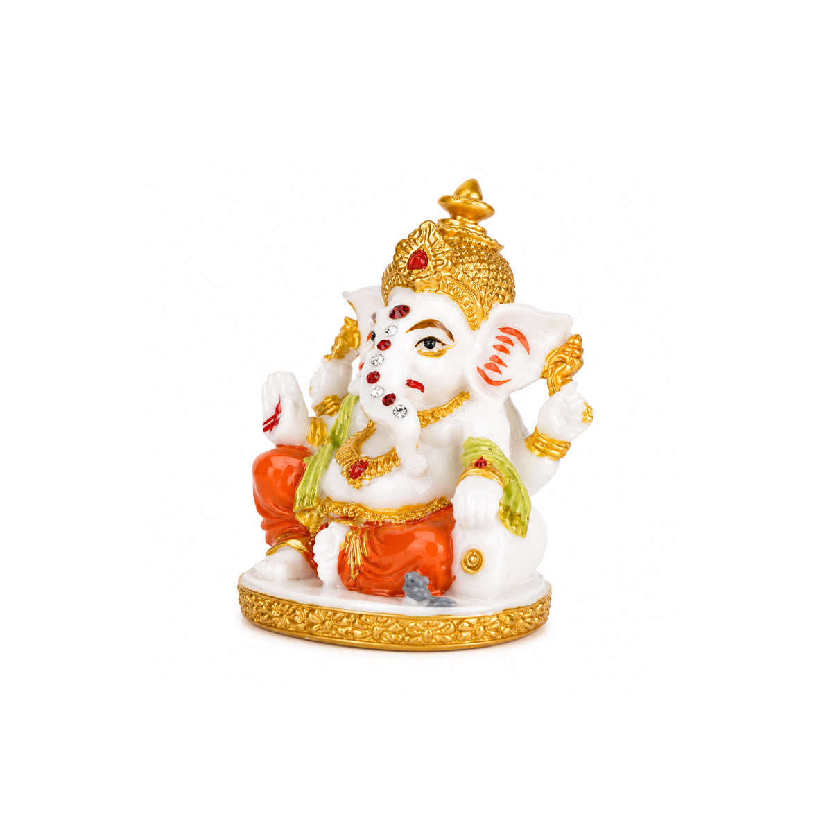 The Writershub Lord Ganesh Idol Traditional Style Resin Ganesha Murti for Pooja Room 8.2cm