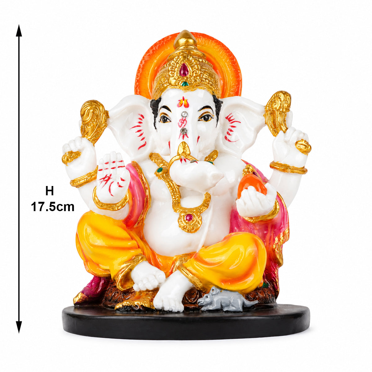 The Writershub Traditional Lord Ganesha Idol for Pooja Room – 17.5cm Resin Ganpati Murti