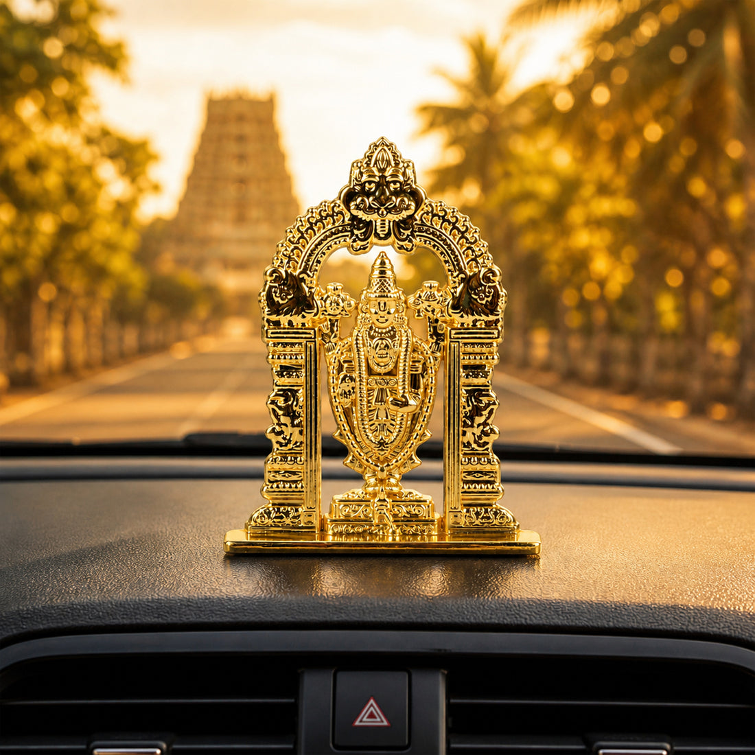 Lord Venkateswara Gold-Plated Idol Statue - 6cm Resin for Puja & Home Decor