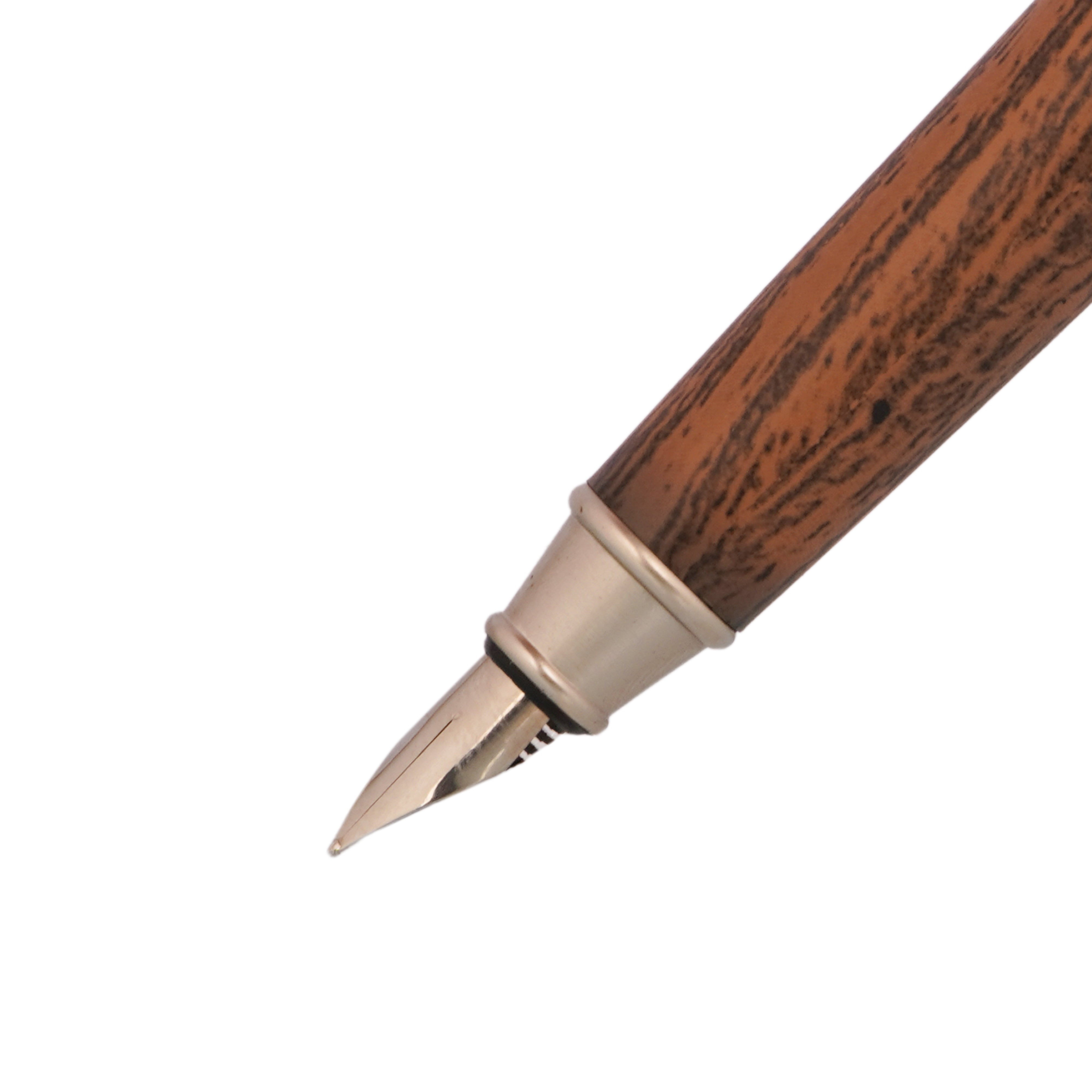 V Sign Beena Fiorella Brown Wooden Pattern Fountain Pen