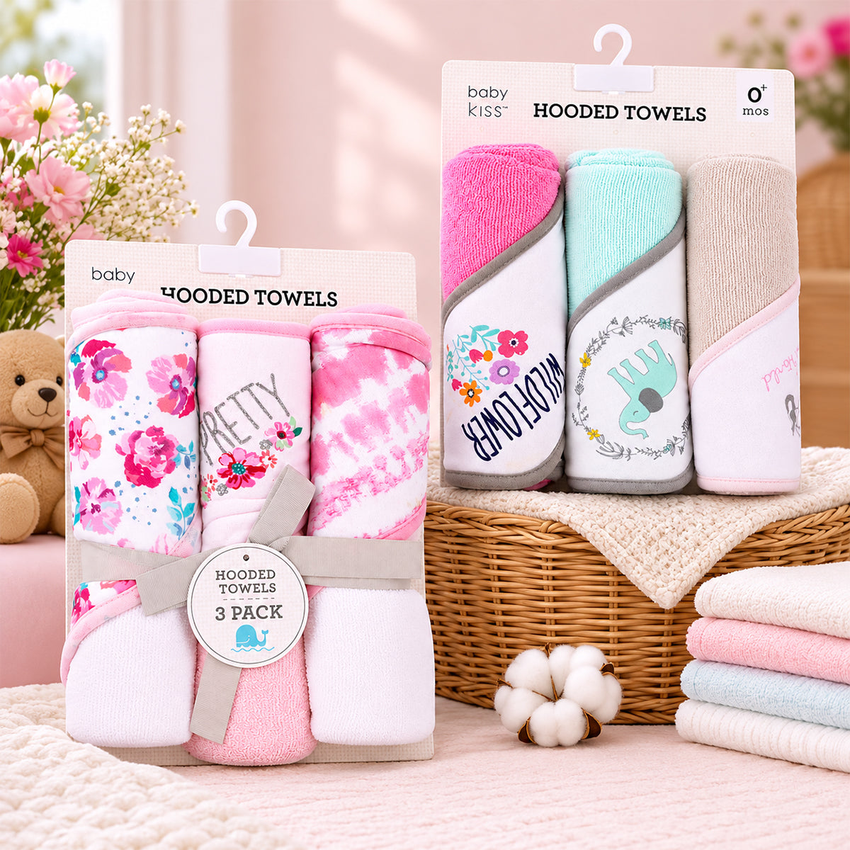 Hooded Baby Bath Towels – Pack of 3 Soft & Absorbent Multicolor Towels
