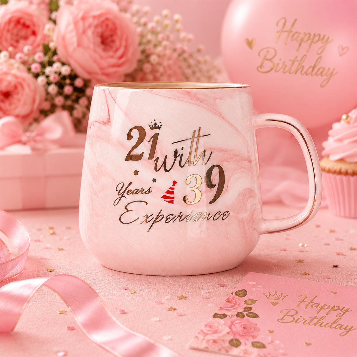 60th Birthday Gift Hamper – Pink Marble Mug, Spa & Self-Care Set