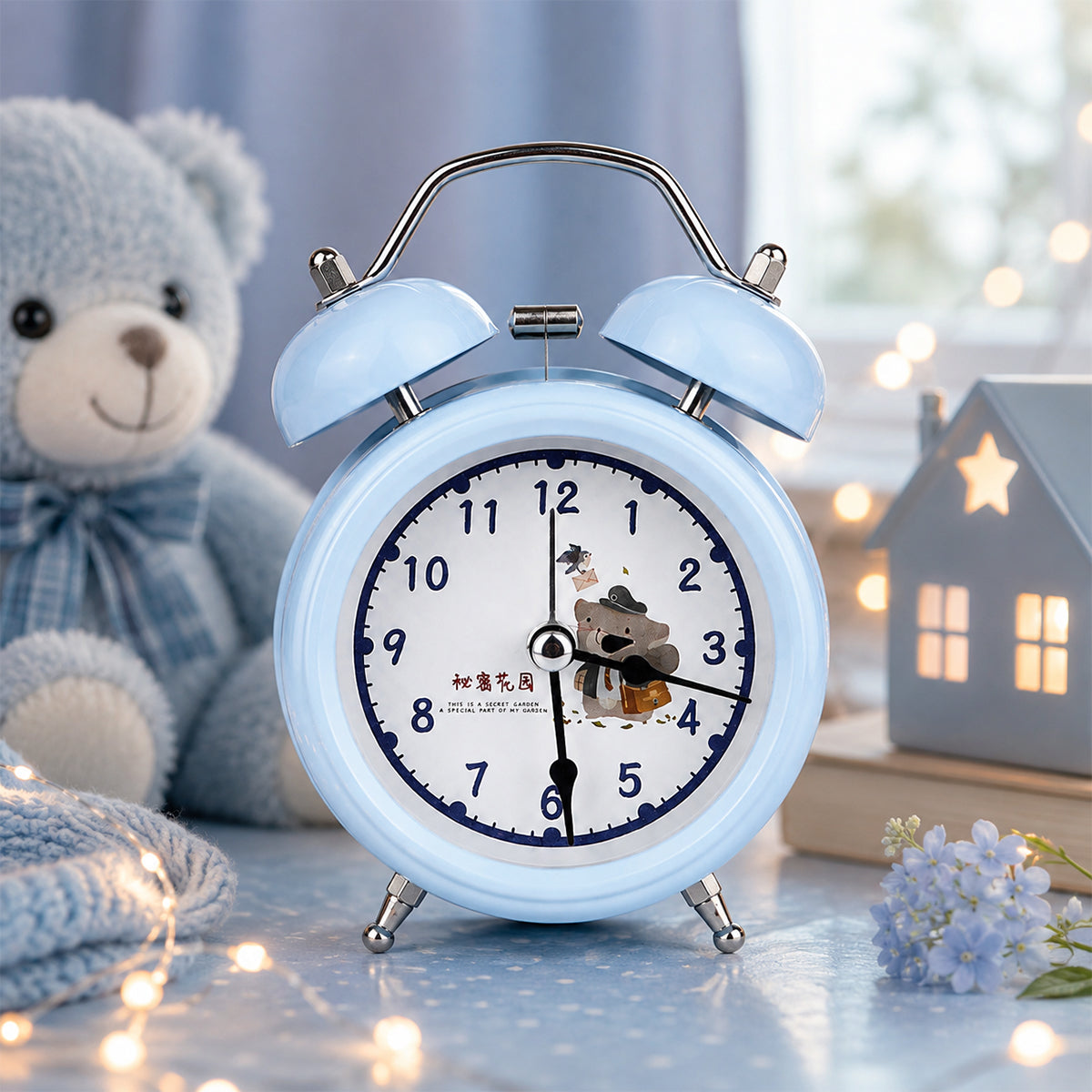 Secret Garden 3-Inch Alarm Clock – Analog Table Clock for Kids & Study