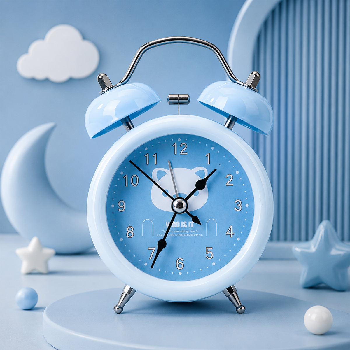 Kids Cute Twin Bell Alarm Clock – Analog Table Clock, Multi-Colour
