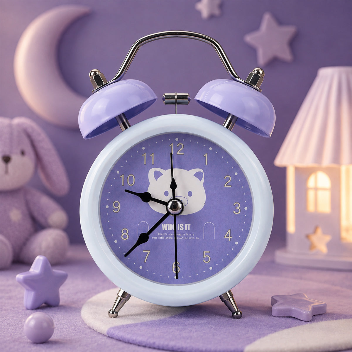 Kids Cute Twin Bell Alarm Clock – Analog Table Clock, Multi-Colour