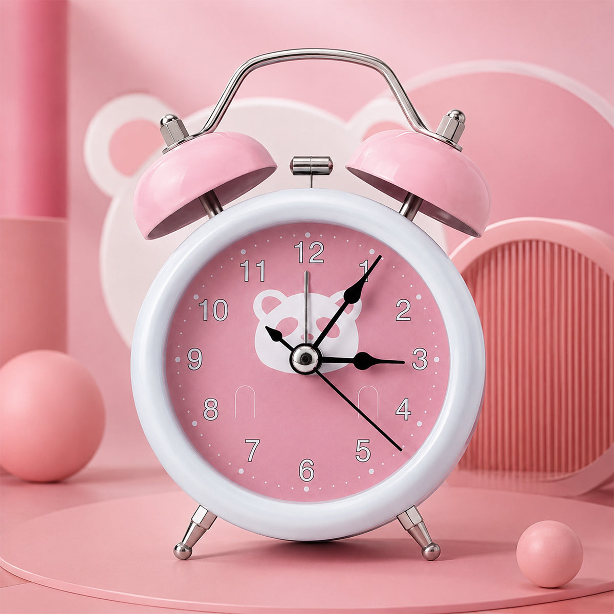 Kids Cute Twin Bell Alarm Clock – Analog Table Clock, Multi-Colour