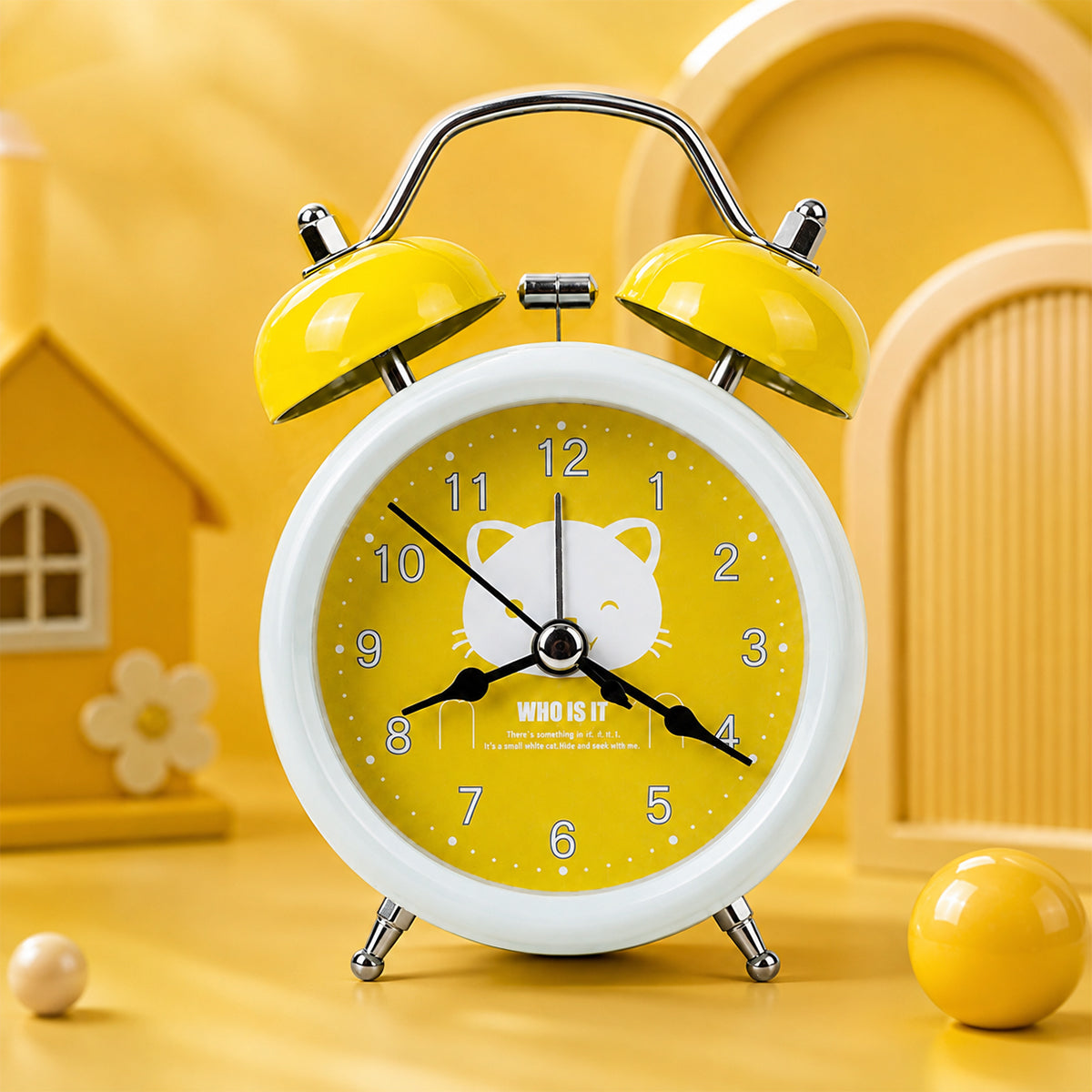 Kids Cute Twin Bell Alarm Clock – Analog Table Clock, Multi-Colour