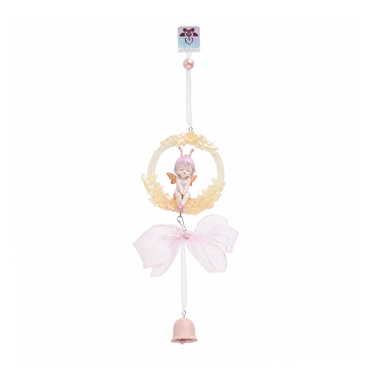 Secret Flower Border Resin Fairy Wind Chime – Pastel Pink Hanging Decoration