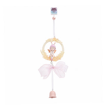 Secret Flower Border Resin Fairy Wind Chime – Pastel Pink Hanging Decoration