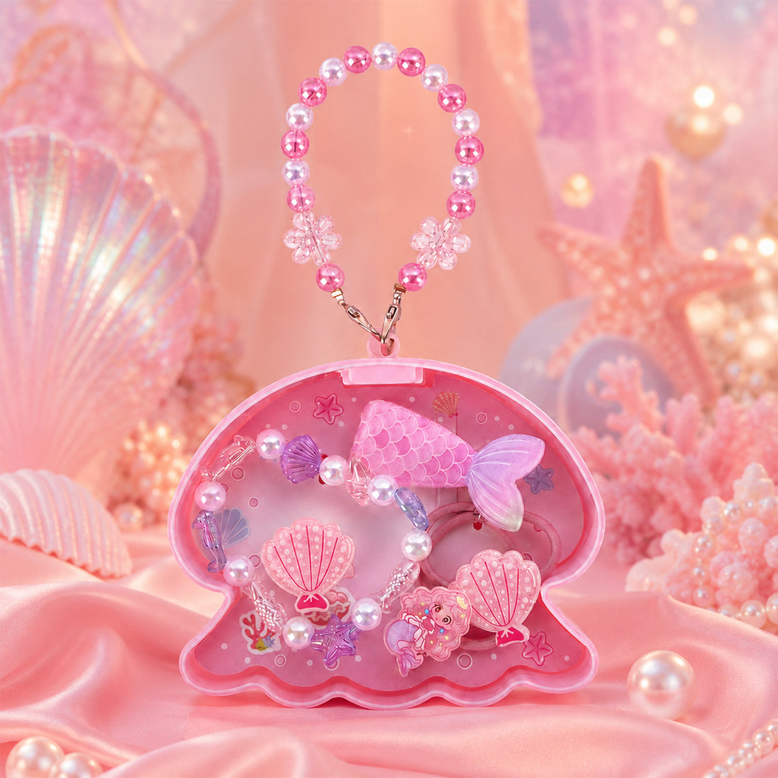 Mermaid Theme Seashell Shaped Kids Accessories Set – Pink