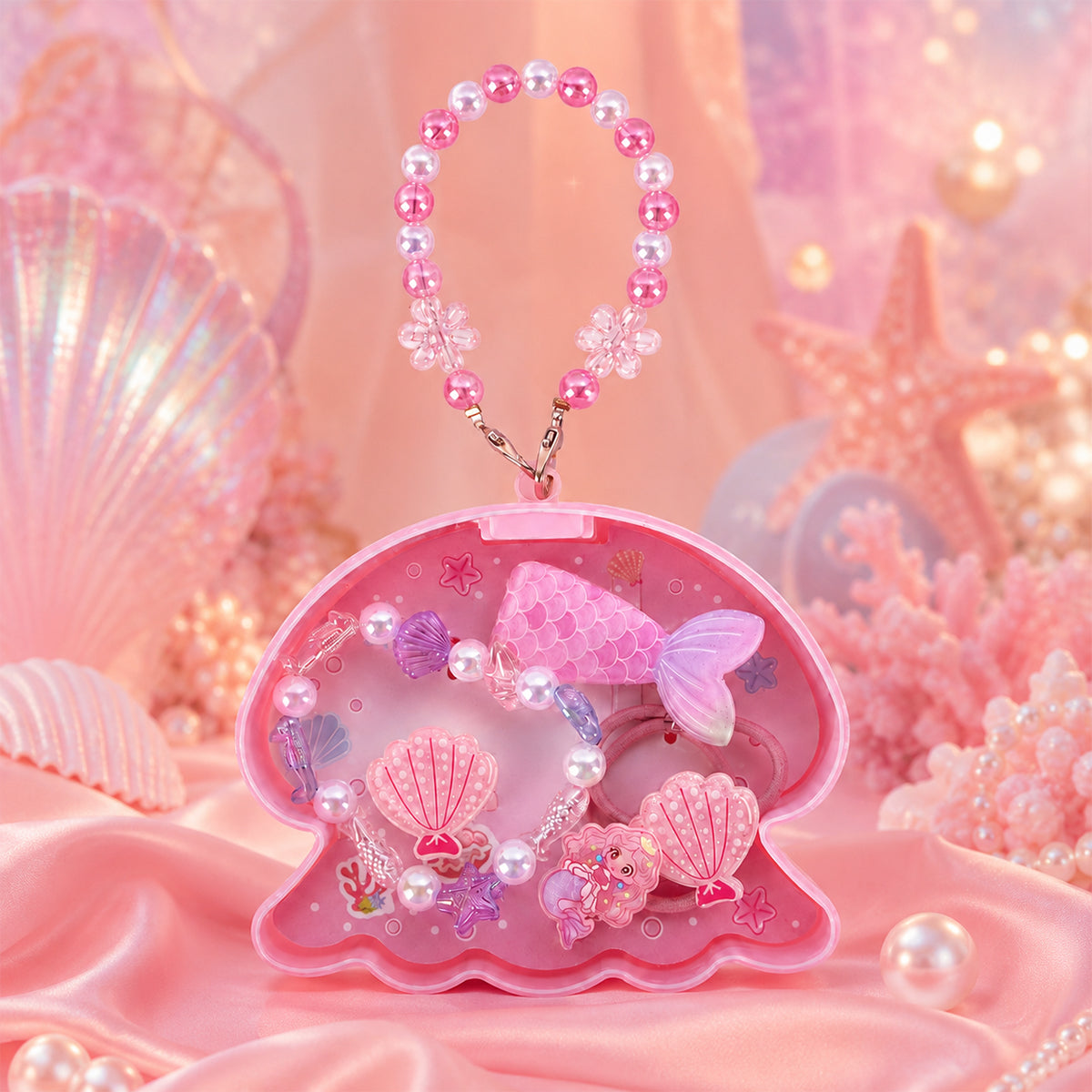 Mermaid Theme Seashell Shaped Kids Accessories Set – Pink