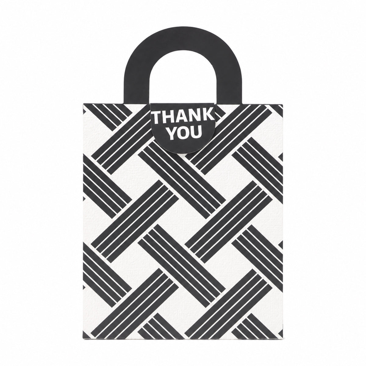 Premium Black & White Geometric “Thank You” Gift Bag with Handle – Set of 2
