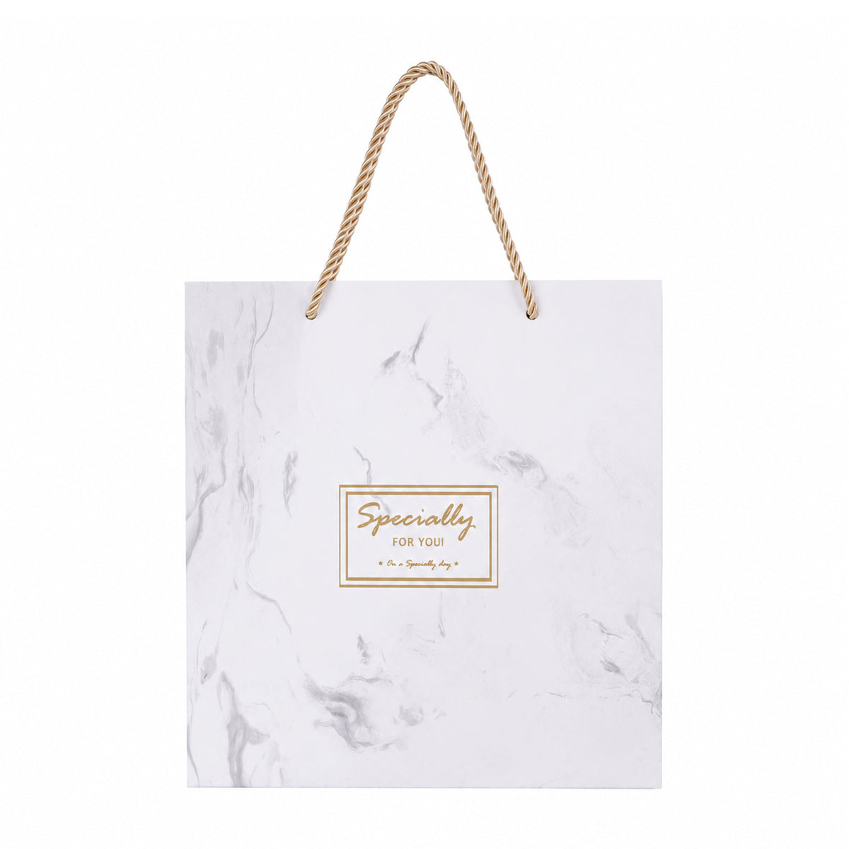 "Specially For You" Premium Marble Texture Gift Bag with Gold Rope Handles – Set of 2 by The Writershub